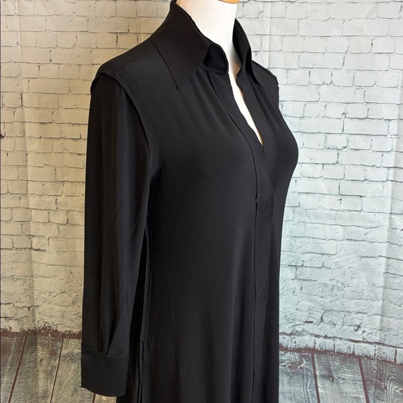 Norma Kamali Jersey Shift Dress Sz S Stretch Long Sleeve Pockets Minimalist - Picture 16 of 16